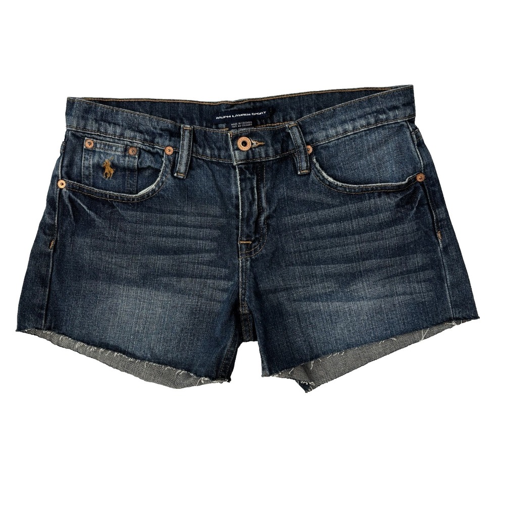 Ralph Lauren Sport Women's Denim Jean Shorts Size 4 Pony Preppy Distressed